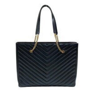 Saint Laurent Leather Shoulder Black Tote Bag Chain Grained